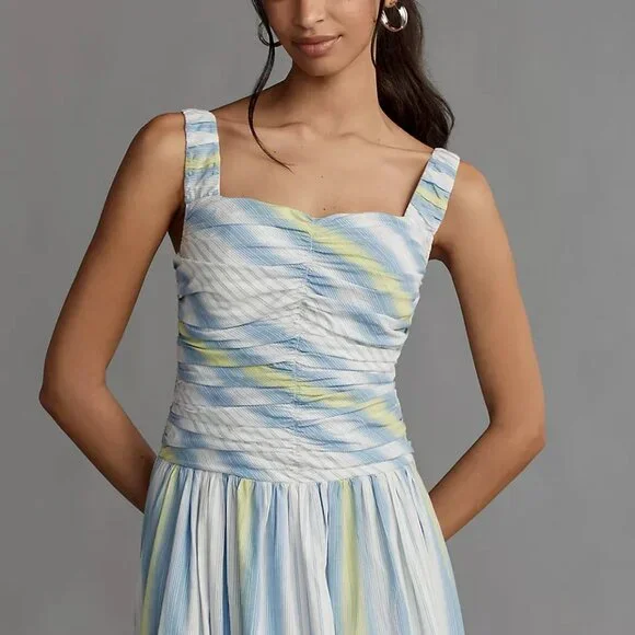 By Anthropologie Square-Neck Drop-Waist Maxi Dress - Picture 1 of 12